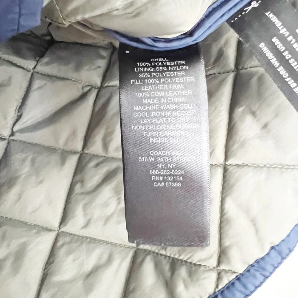 Coach Quilted Gingham Vest in Loden Navy Size Small